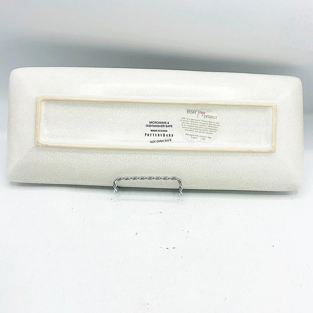 Pottery Barn XOXO Ceramic Serving Tray White Rectangular Valentine Decor 12